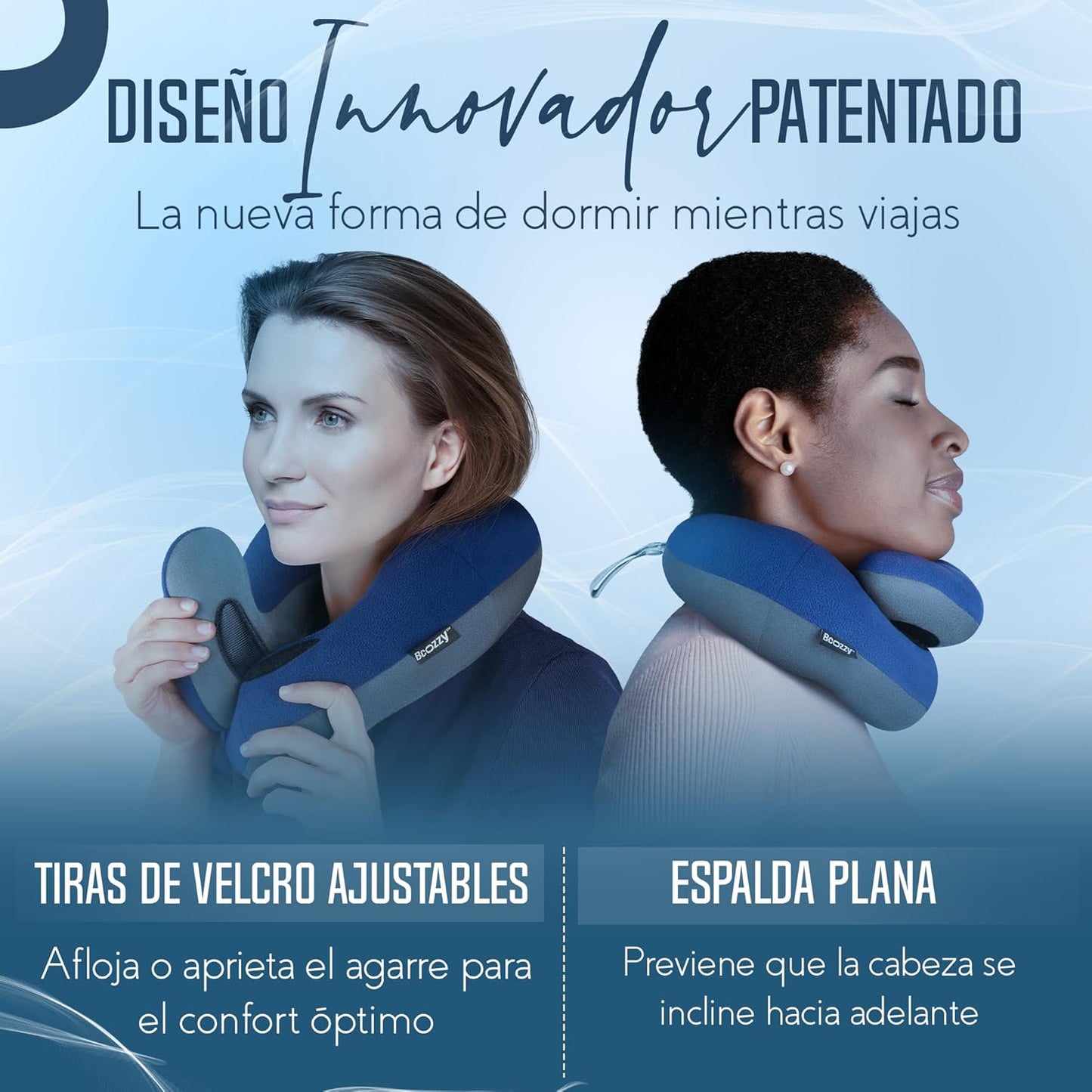 La Almohada Para El Cuello Para Viajes Brinda Doble Soporte Para La Cabeza, El Cuello Y La Barbilla En Cualquier Oosición Para Dormir En Vuelos, Suave, Cómoda, Tamaño Large, Azul Marino